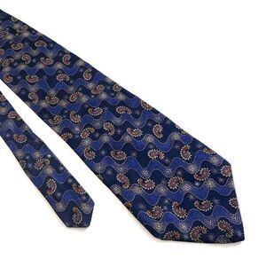 Barbara Blank New York Purple Jacquard Print Paisley Wide Silk Tie